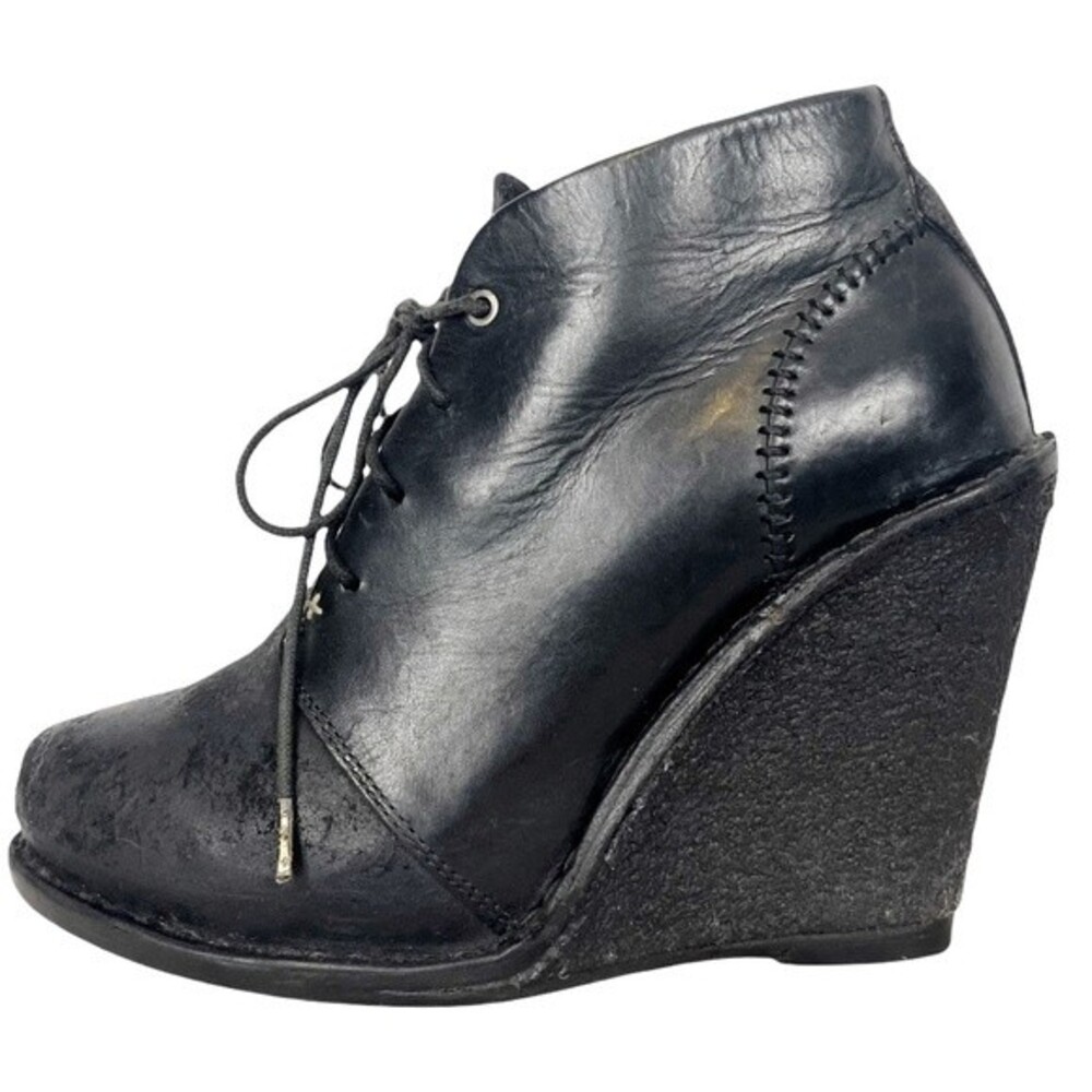 ODVAL DESERT Rag & Bone Black Leather Wedge Bootie